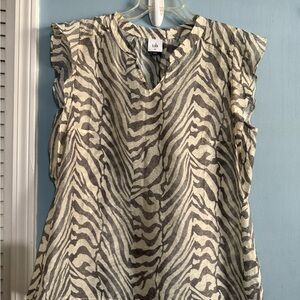 CAbi Zebra Print Ruffle Sleeve Blouse